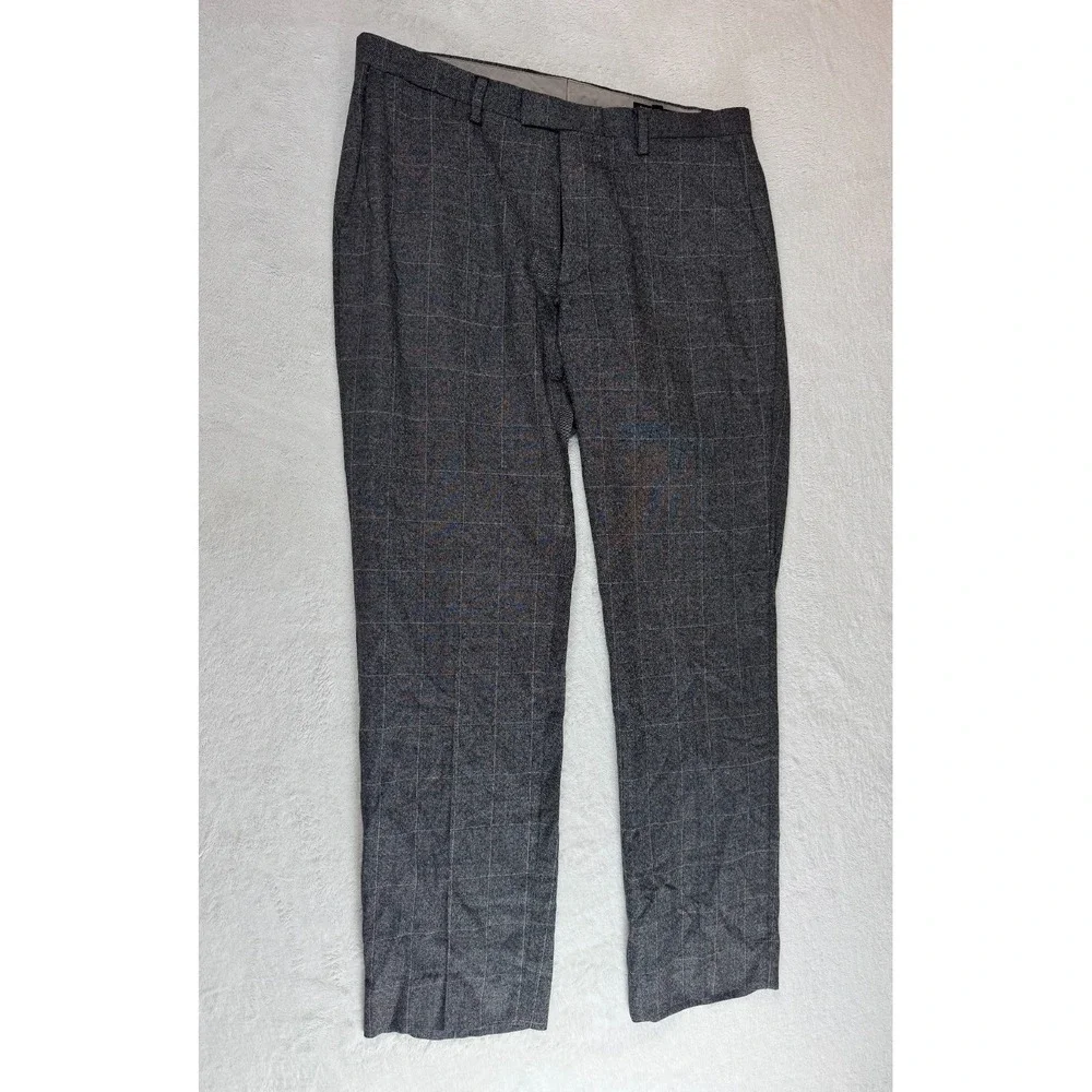 Banana Republic Wool Dress Pants Mens 33x32 Gray Check Slim Fit Workwear